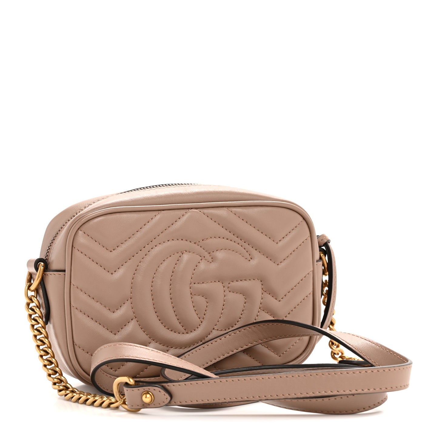 Calfskin Matelasse Mini GG Marmont Chain Shoulder Bag Porcelain Rose