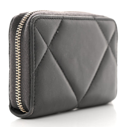 Chanel Lambskin Quilted Chanel 19 Zip Around Coin Purse Wallet Dark Grey 3 of 7