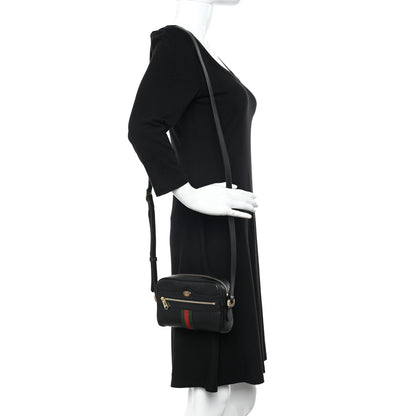 Gucci Calfskin Web Mini Ophidia Shoulder Bag Black 2 of 10