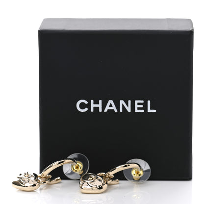 Chanel Metal CC Heart Drop Earrings Gold 5 of 5