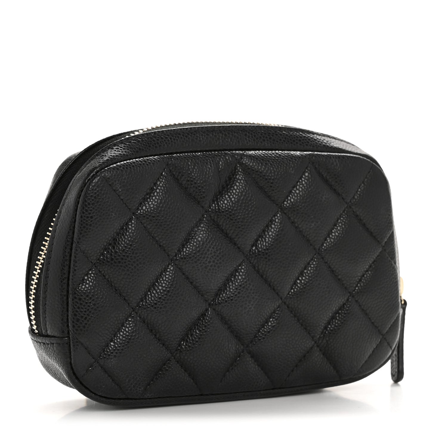 Caviar Quilted Small Curvy Pouch Cosmetic Case Black