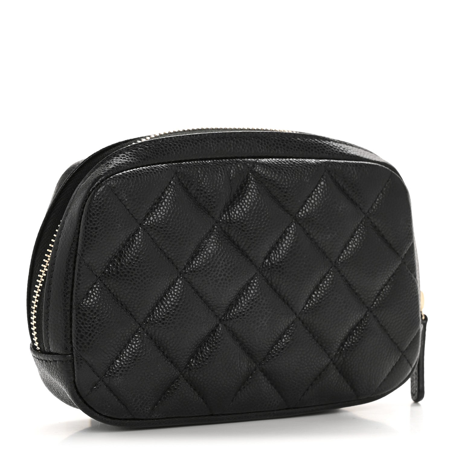 Chanel Caviar Quilted Small Curvy Pouch Cosmetic Case Black 3 of 8