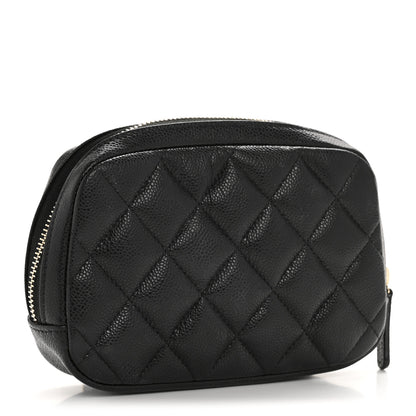 Chanel Caviar Quilted Small Curvy Pouch Cosmetic Case Black 3 of 8