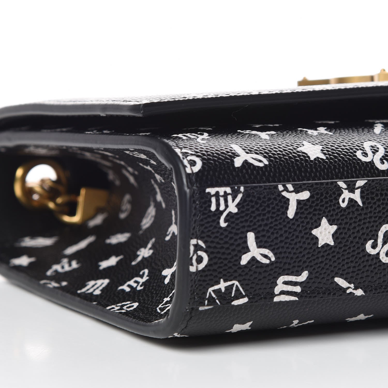Saint Laurent Grain De Poudre Zodiac Print Small Monogram Kate Satchel Black 5 of 10
