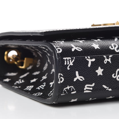 Saint Laurent Grain De Poudre Zodiac Print Small Monogram Kate Satchel Black 5 of 10