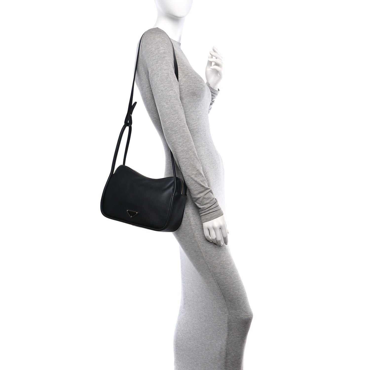 Prada Soft Calfskin Darling Shoulder Bag Black 3 of 12
