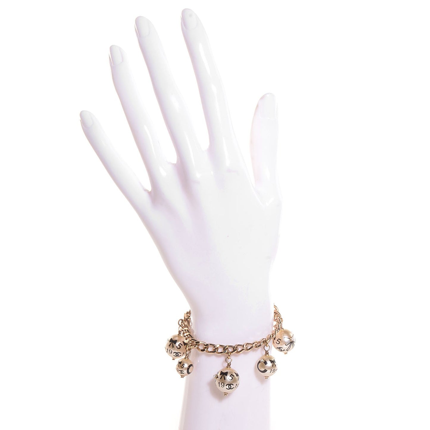 Pearl CC Bracelet Ivory Black Gold