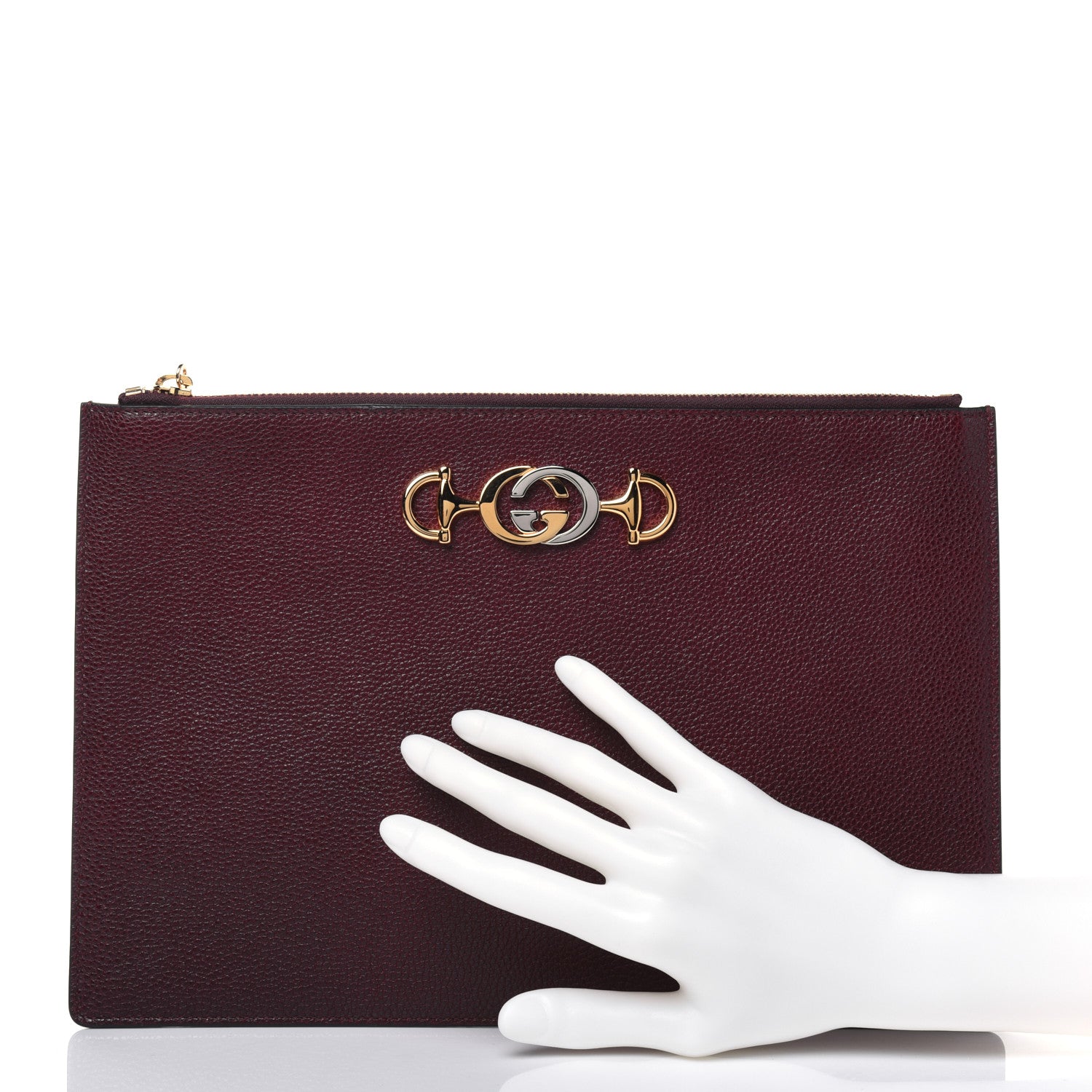 Gucci Grainy Calfskin Zumi Zip Pouch Vintage Bordeaux 2 of 14