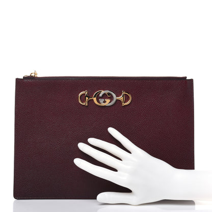 Gucci Grainy Calfskin Zumi Zip Pouch Vintage Bordeaux 2 of 14