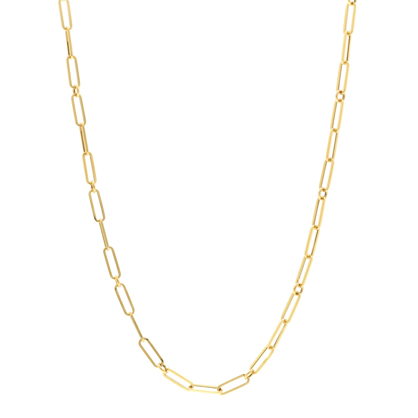 18K Yellow Gold Paper Clip Link Necklace