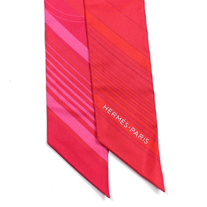 Hermes Silk Ex-Libris Twilly Fuchsia Rouge White 2 of 4