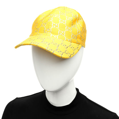 Gucci Canvas Lame GG Monogram Rush Baseball Hat M Yellow Silver 2 of 8