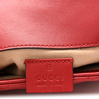 Gucci Calfskin Matelasse Super Mini GG Marmont Shoulder Bag Hibiscus Red 6 of 10