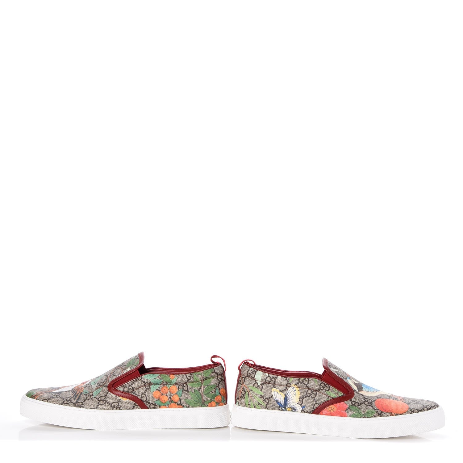 Gucci GG Supreme Monogram Tian Mens Dublin Slip On Sneakers 10 Beige Multicolor Red 9 of 11
