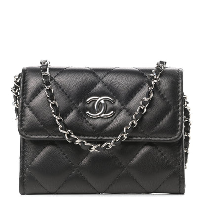 Chanel Lambskin Quilted Clutch With Chain Black 1 of 8