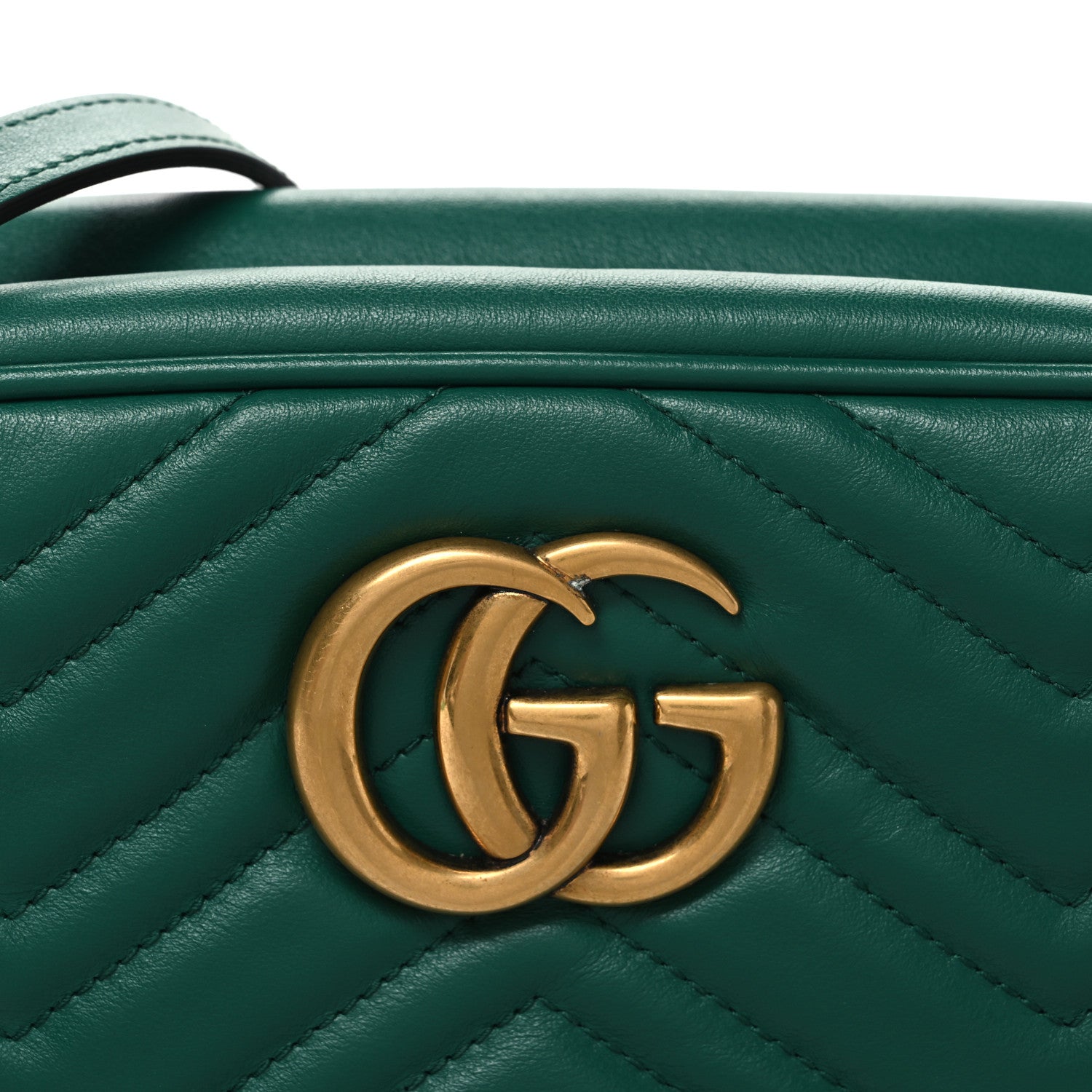 Gucci Calfskin Matelasse Small GG Marmont Chain Shoulder Bag Emerald Green 8 of 11