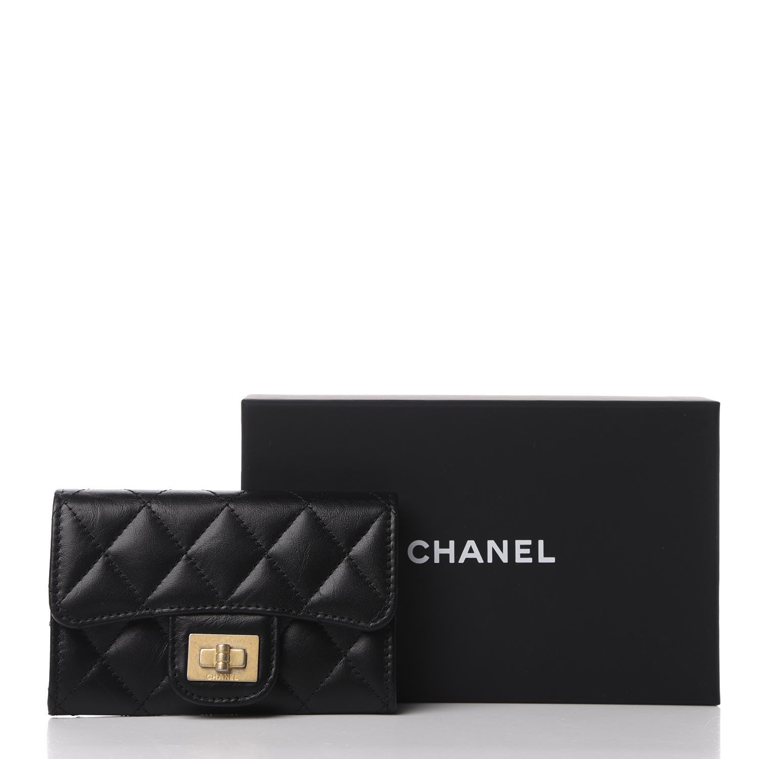 Chanel Aged Calfskin Quilted Reissue Flap Card Holder Black 8 of 8