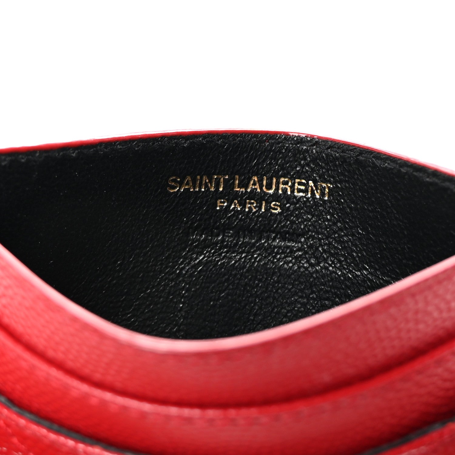 Saint Laurent Grain De Poudre Matelasse Chevron Monogram Credit Card Case Rouge Eros 6 of 6