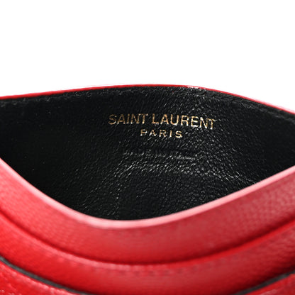 Saint Laurent Grain De Poudre Matelasse Chevron Monogram Credit Card Case Rouge Eros 6 of 6