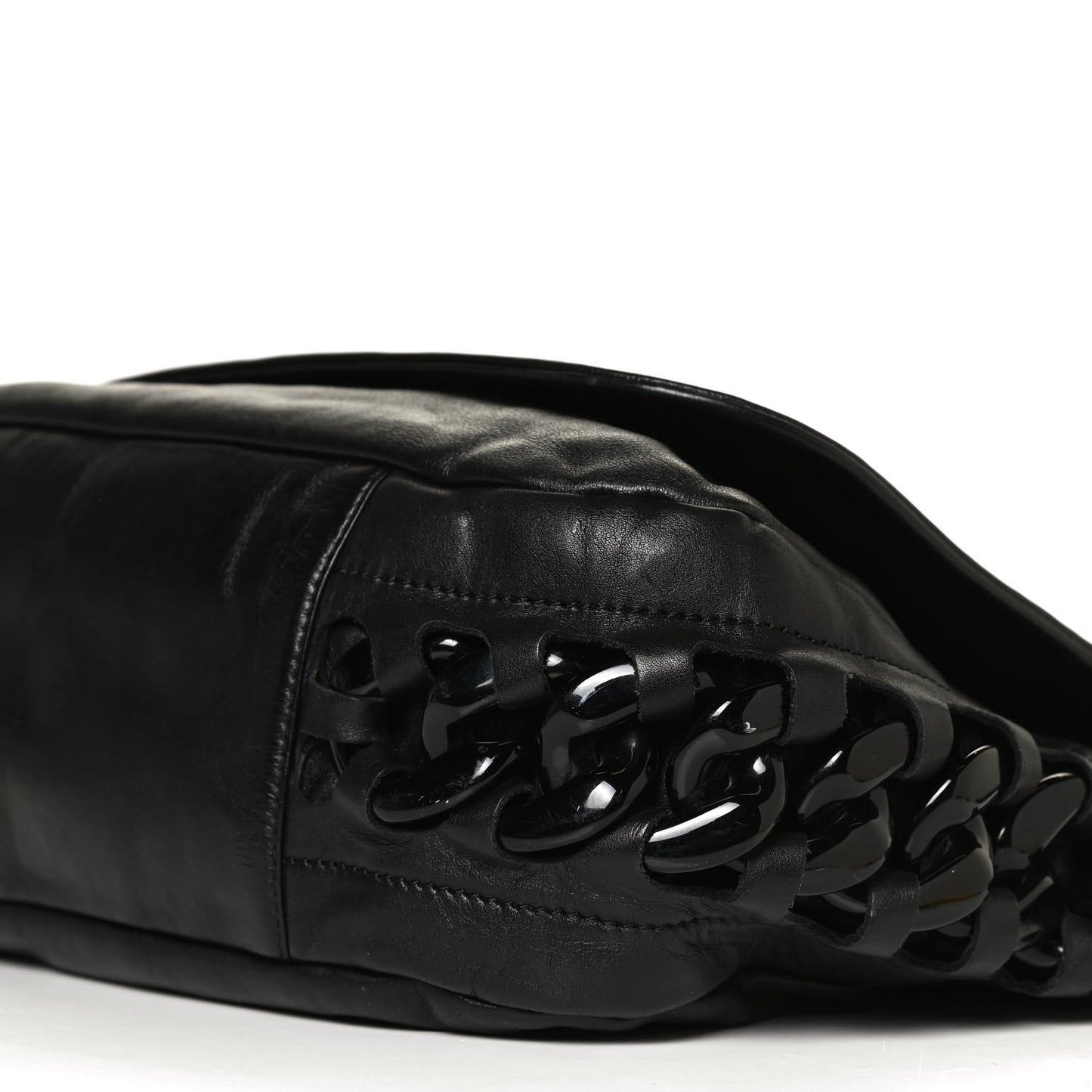 Calfskin Modern Chain Rhodoid Flap Black