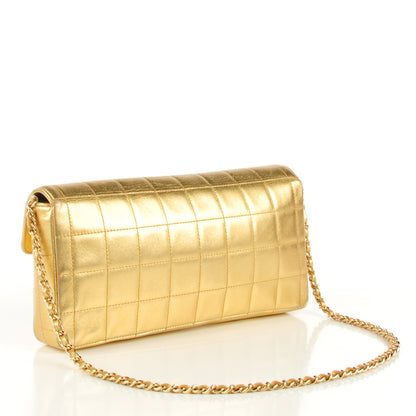 Chanel Lambskin Quilted East West Chocolate Bar Flap Gold 3 of 9