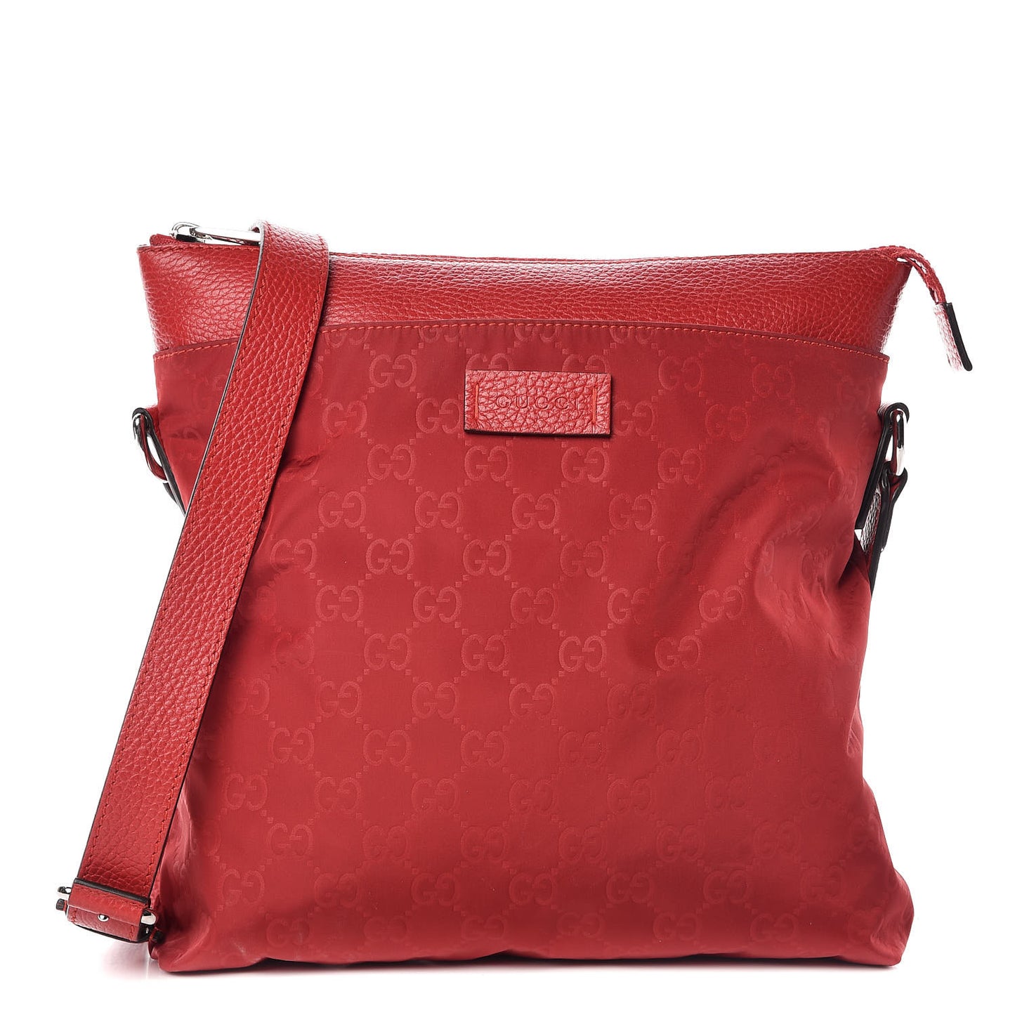 Nylon Monogram Dollar Calfskin Flat Messenger Bag Vibrant Red