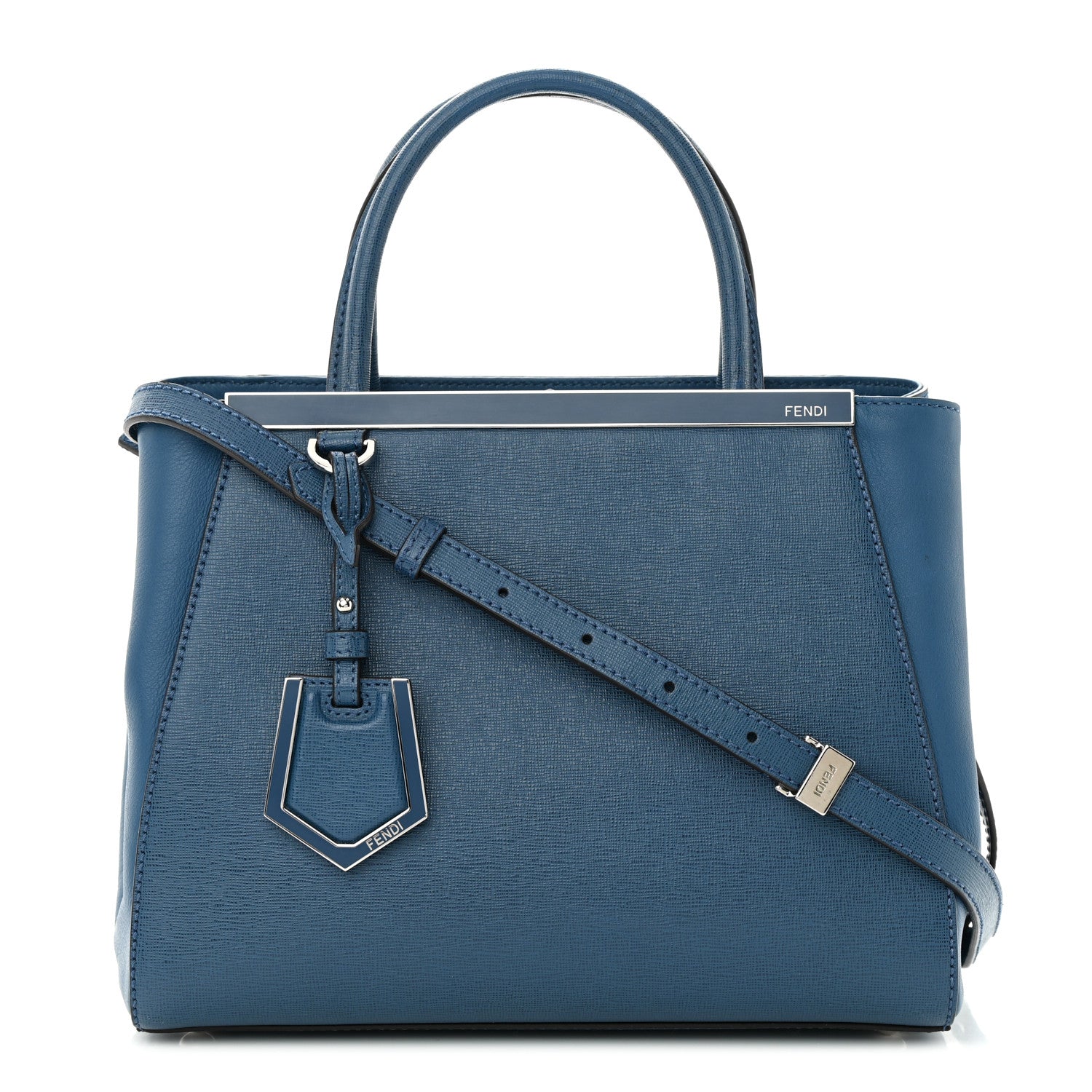 Fendi Vitello Elite Petite 2Jours Tote Blue Cobalto 1 of 13