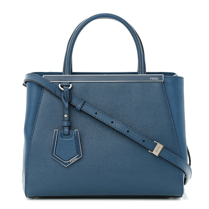 Fendi Vitello Elite Petite 2Jours Tote Blue Cobalto 1 of 13