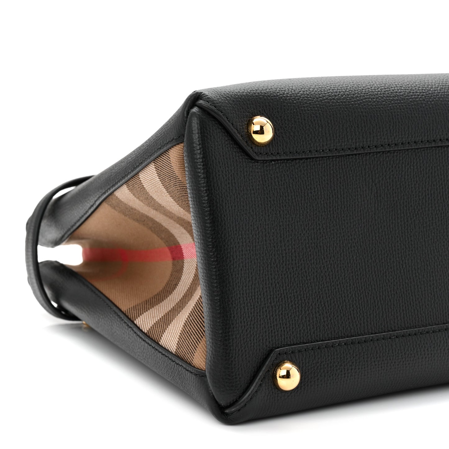 Grainy Calfskin House Check Medium Banner Tote Black