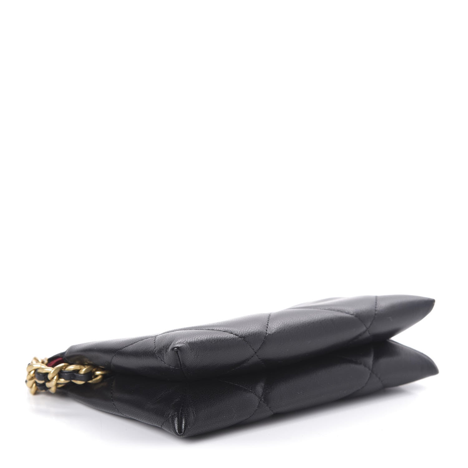 Chanel Shiny Goatskin Quilted Small Chanel 19 Pouch With Handle Black 4 of 11
