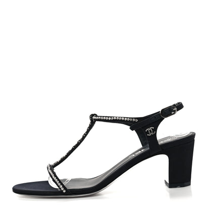 Chanel Crystal CC Sandals 37 Black 1 of 7