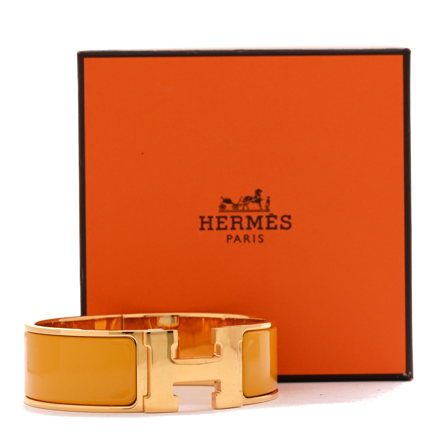 Hermes Enamel Wide Clic Clac H Bracelet PM Jaune Madras 5 of 5