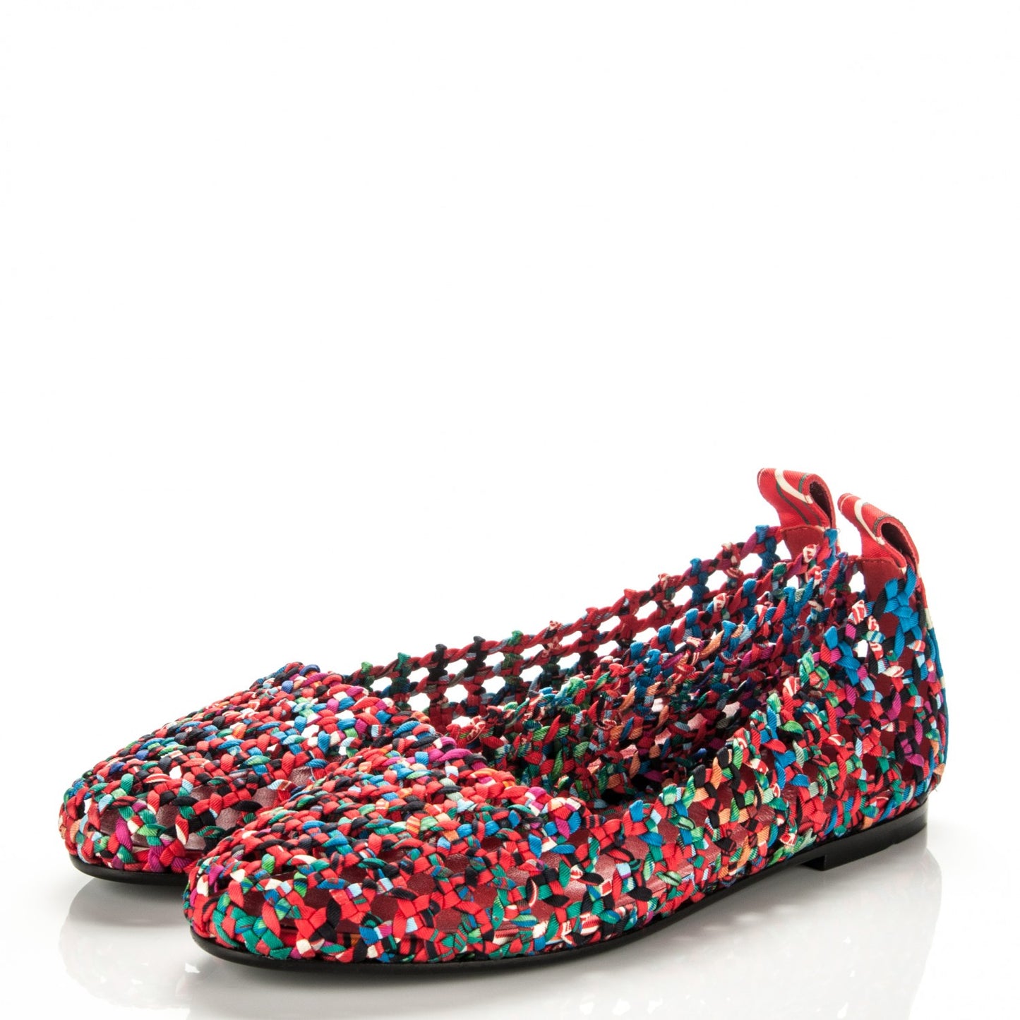 Printed Silk Braided Minorque Ballerina Flats 40 Multicolor