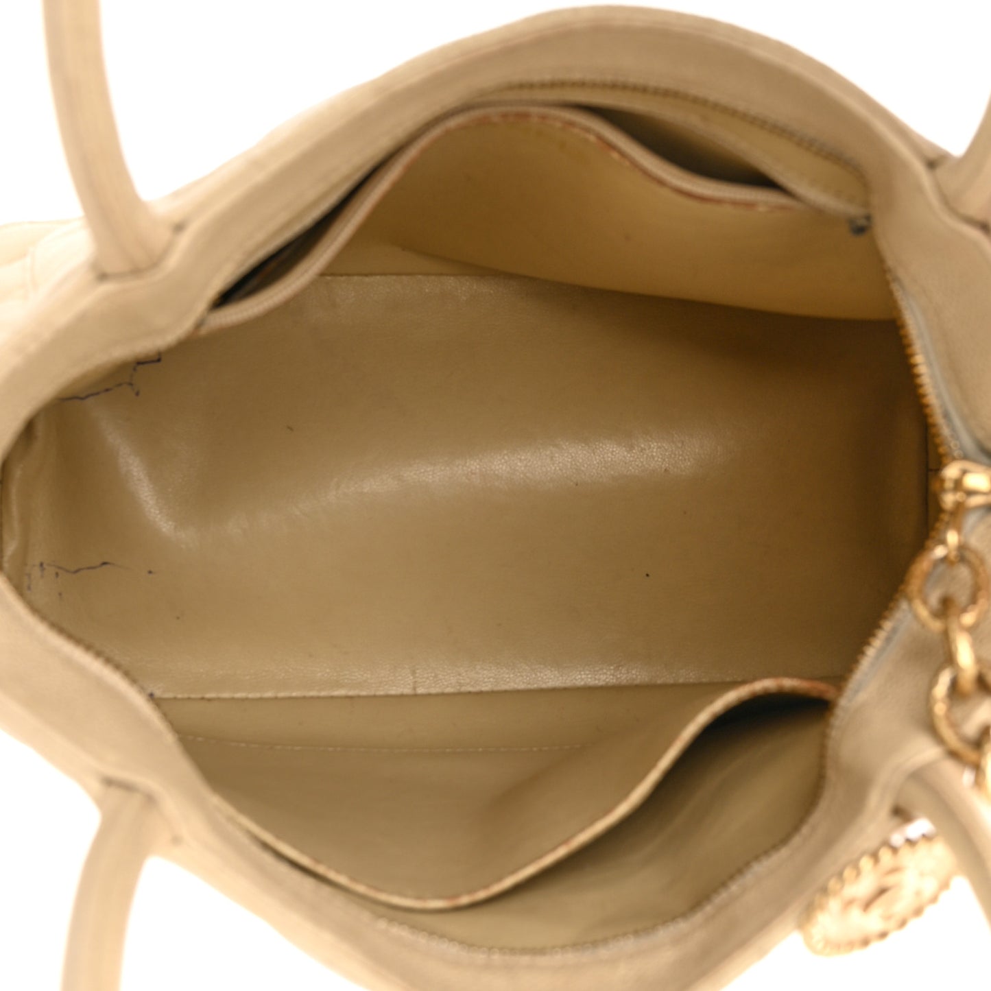 Caviar Quilted Medallion Tote Light Beige