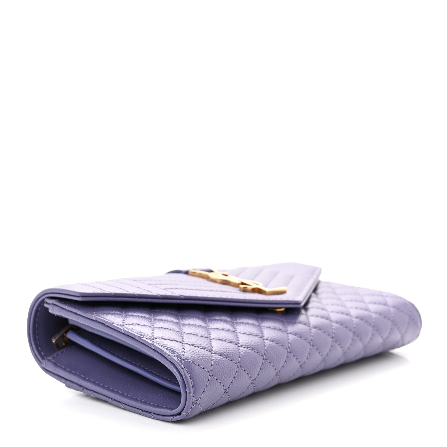 Saint Laurent Grain De Poudre Mixed Matelasse Triquilt Large Monogram Wallet Mauve 4 of 7