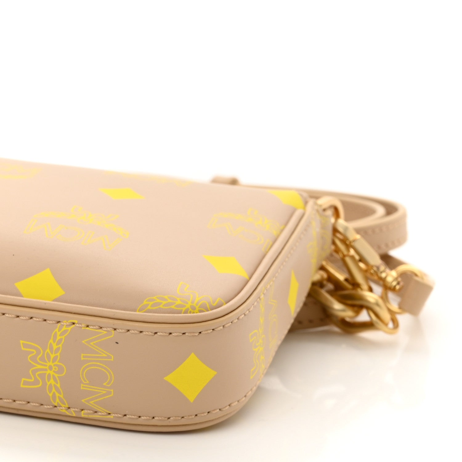 MCM Calfskin Color Splash Mini Pouch on Chain Croissant 10 of 10