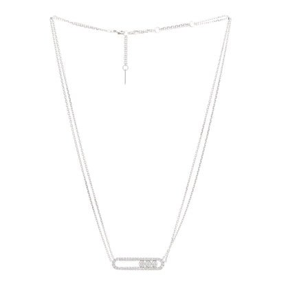 Messika 18K White Gold Diamond Move Double Chain Pave Necklace 3 of 7