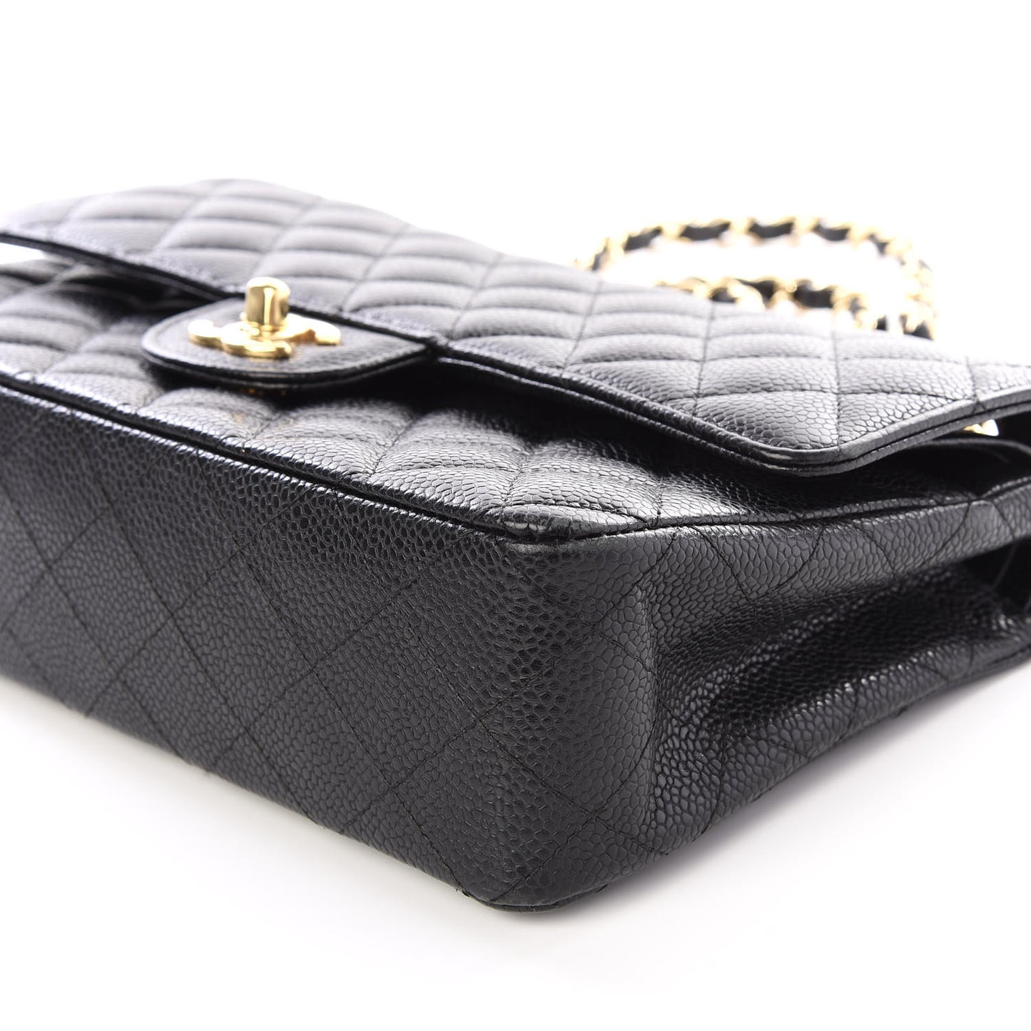 Caviar Quilted Medium Double Flap Black
