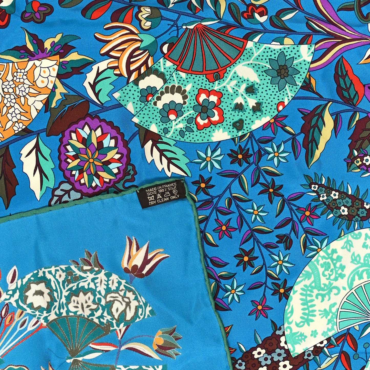 Silk Fleurs et Papillons de Tissus Shawl 90 Canard Vert Rouge