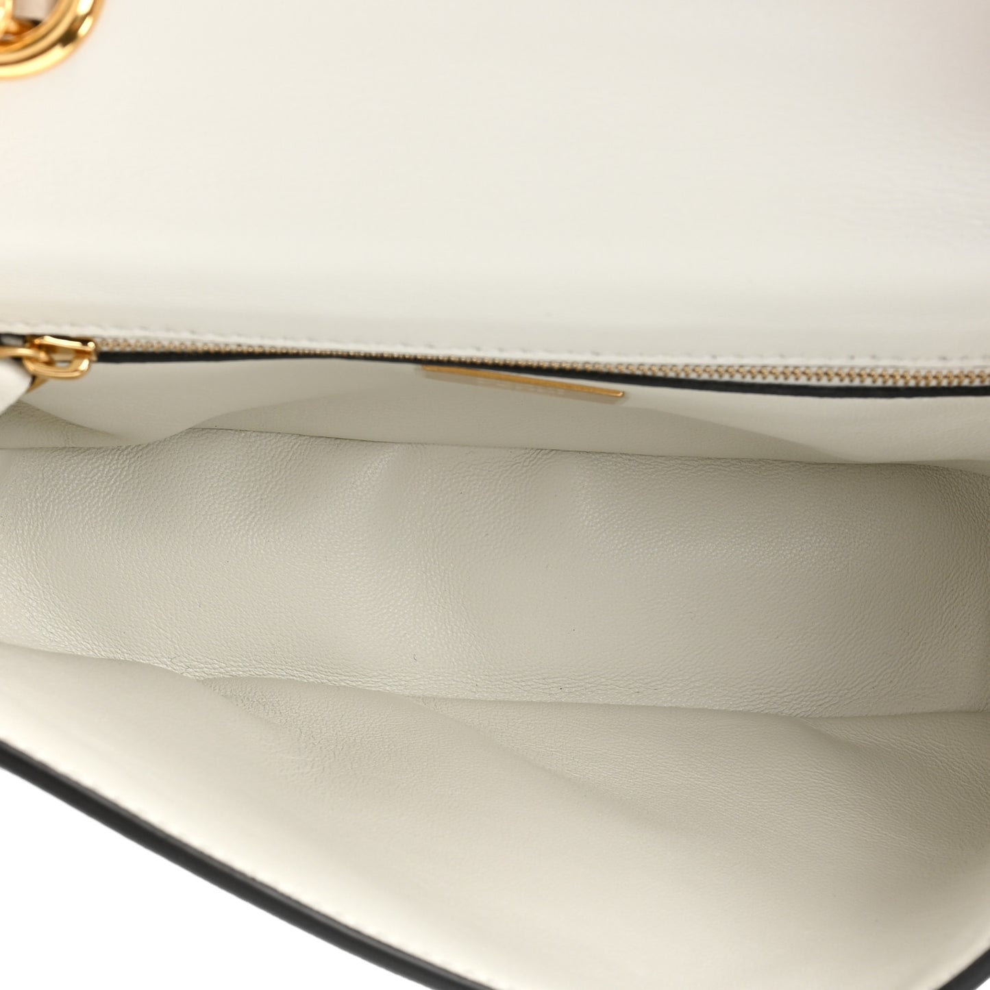 Nappa Small FF Embossed Midi Chain Baguette White