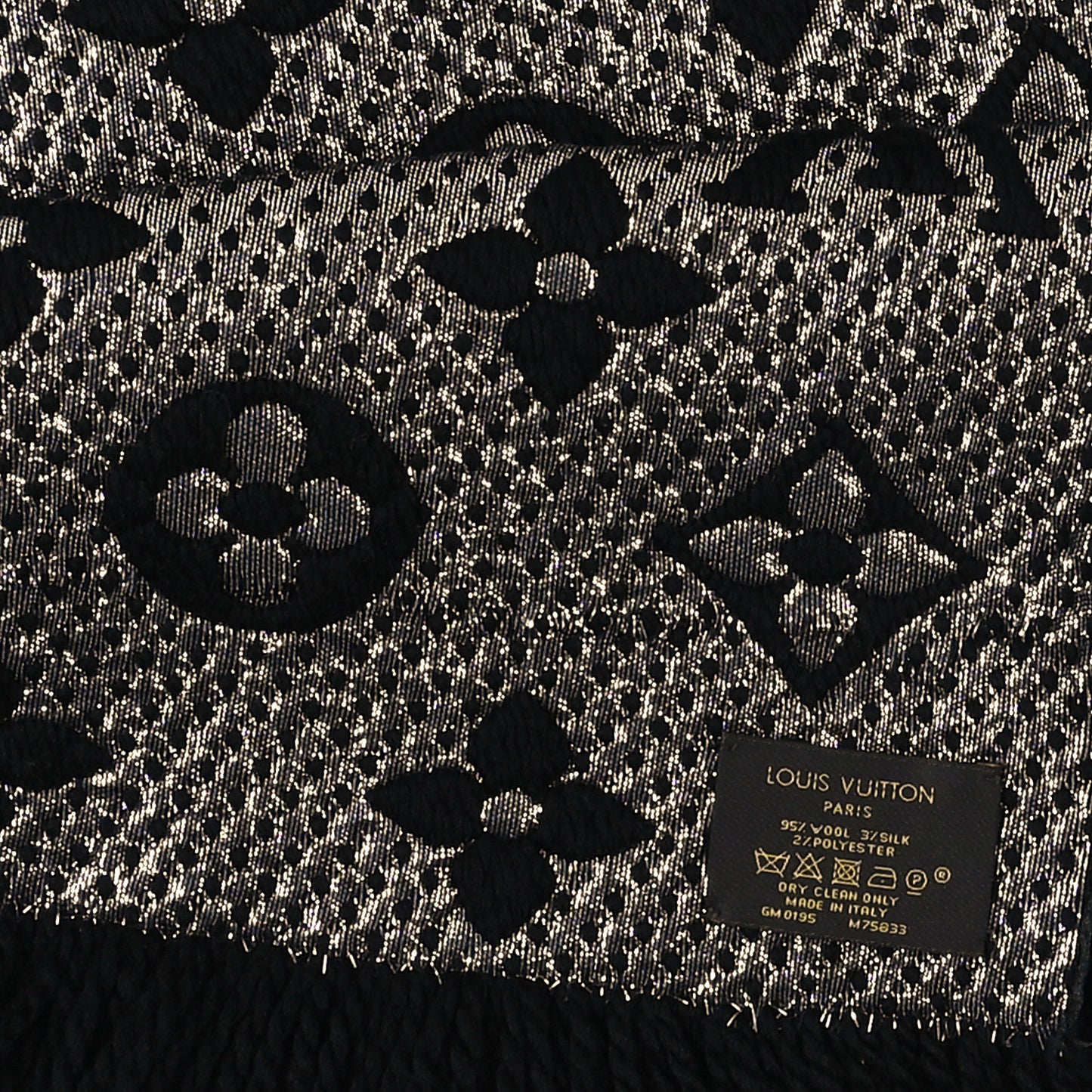 Wool Silk Logomania Shine Scarf Black