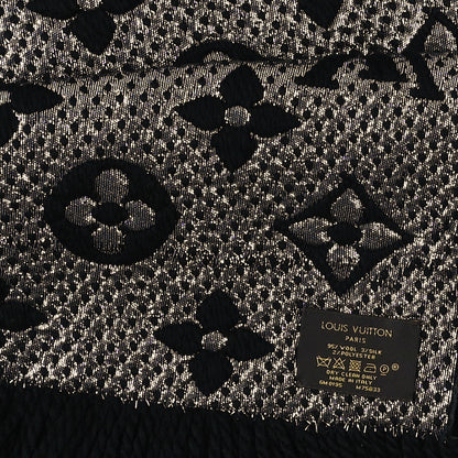 Louis Vuitton Wool Silk Logomania Shine Scarf Black 5 of 5