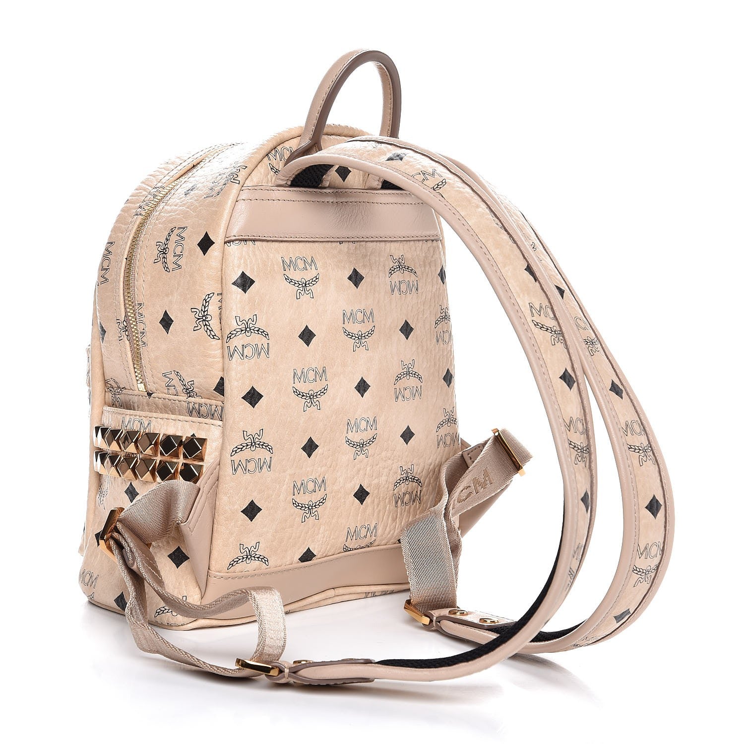 MCM Visetos Side Stud Mini Stark Backpack Beige 3 of 9