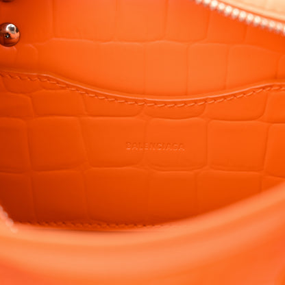 Balenciaga Semi Shiny Calfskin Crocodile Embossed Neo Classic Silver Hardware Mini City Orange 6 of 11
