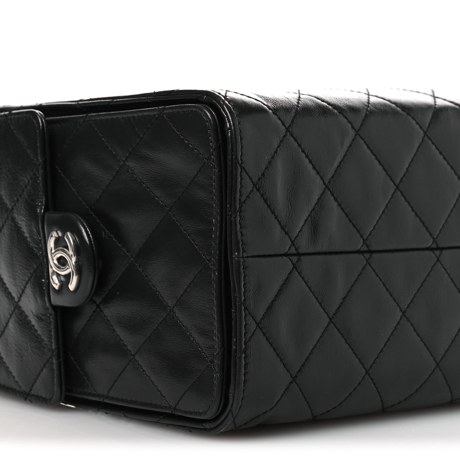 Chanel Shiny Crumpled Calfskin Quilted Small Chanel 25 Handbag Black 9 of 12