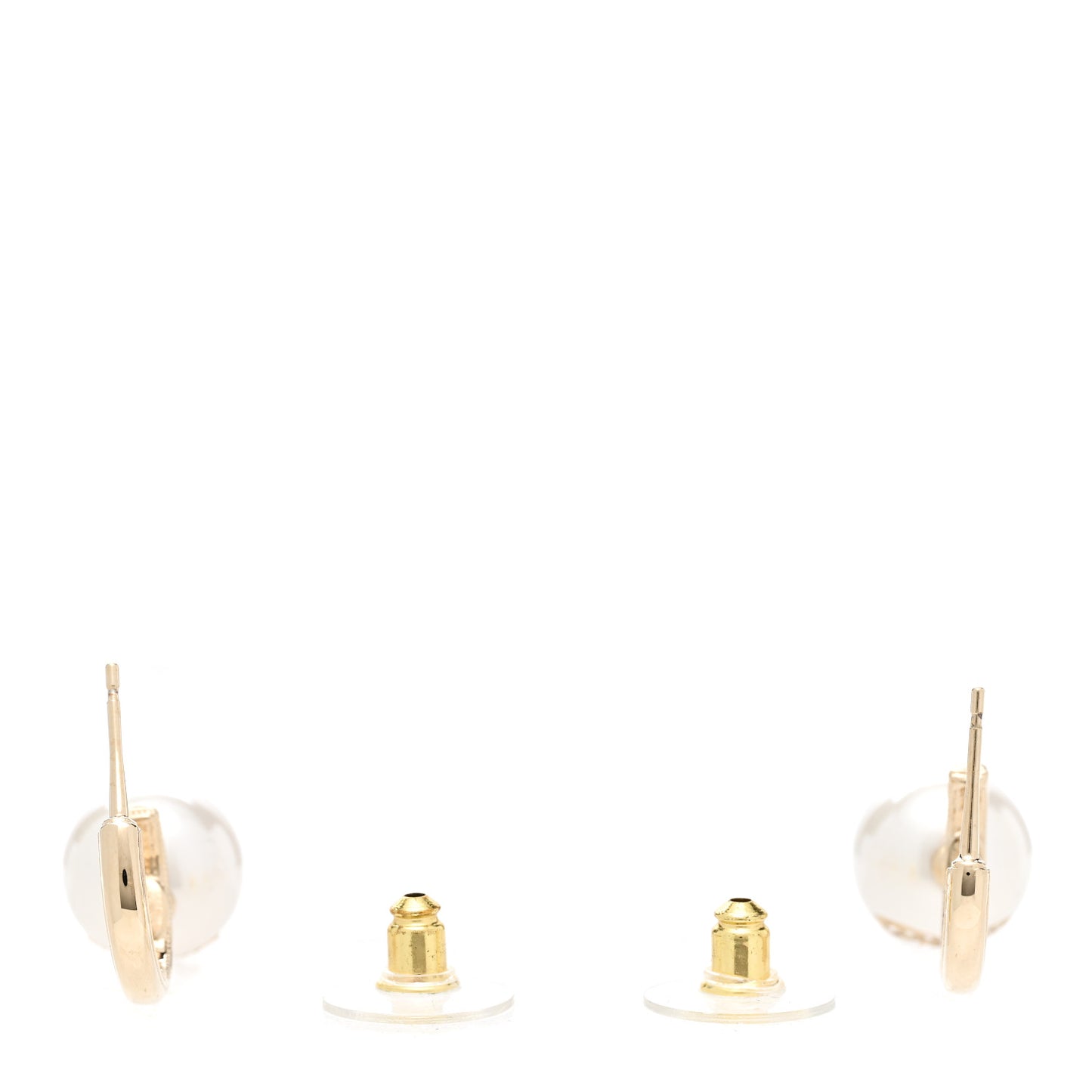 Pearl Crystal CC Drop Earrings Gold Pearly White
