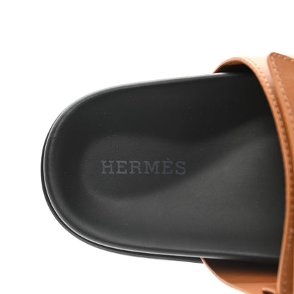 Hermes Calfskin Womens Chypre Sandals 35 Gold 6 of 9