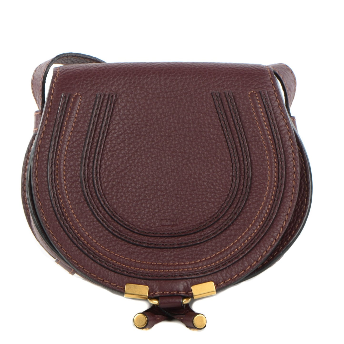 Calfskin Mini Marcie Round Crossbody Bag Dark Velvet