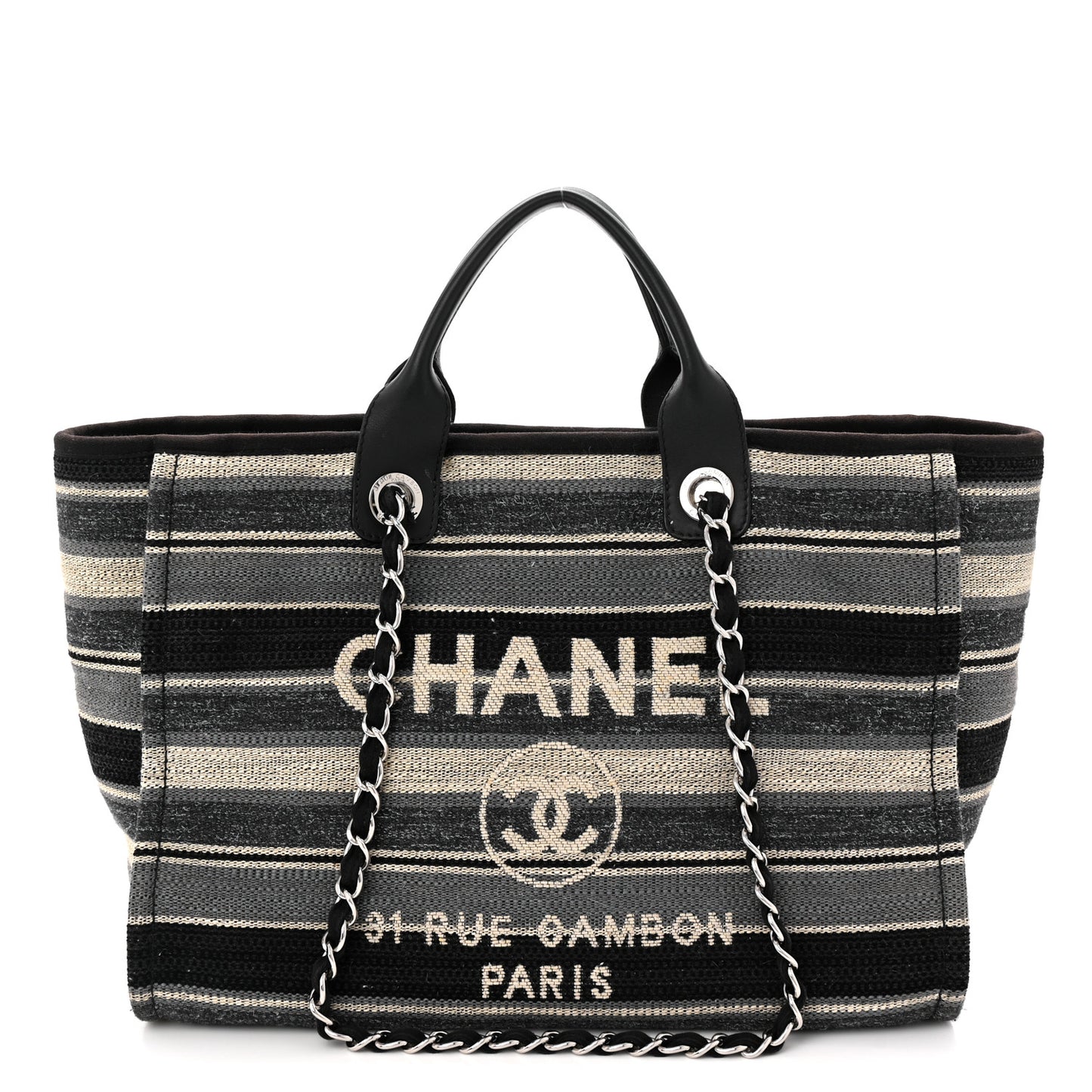Striped Canvas Medium Deauville Black