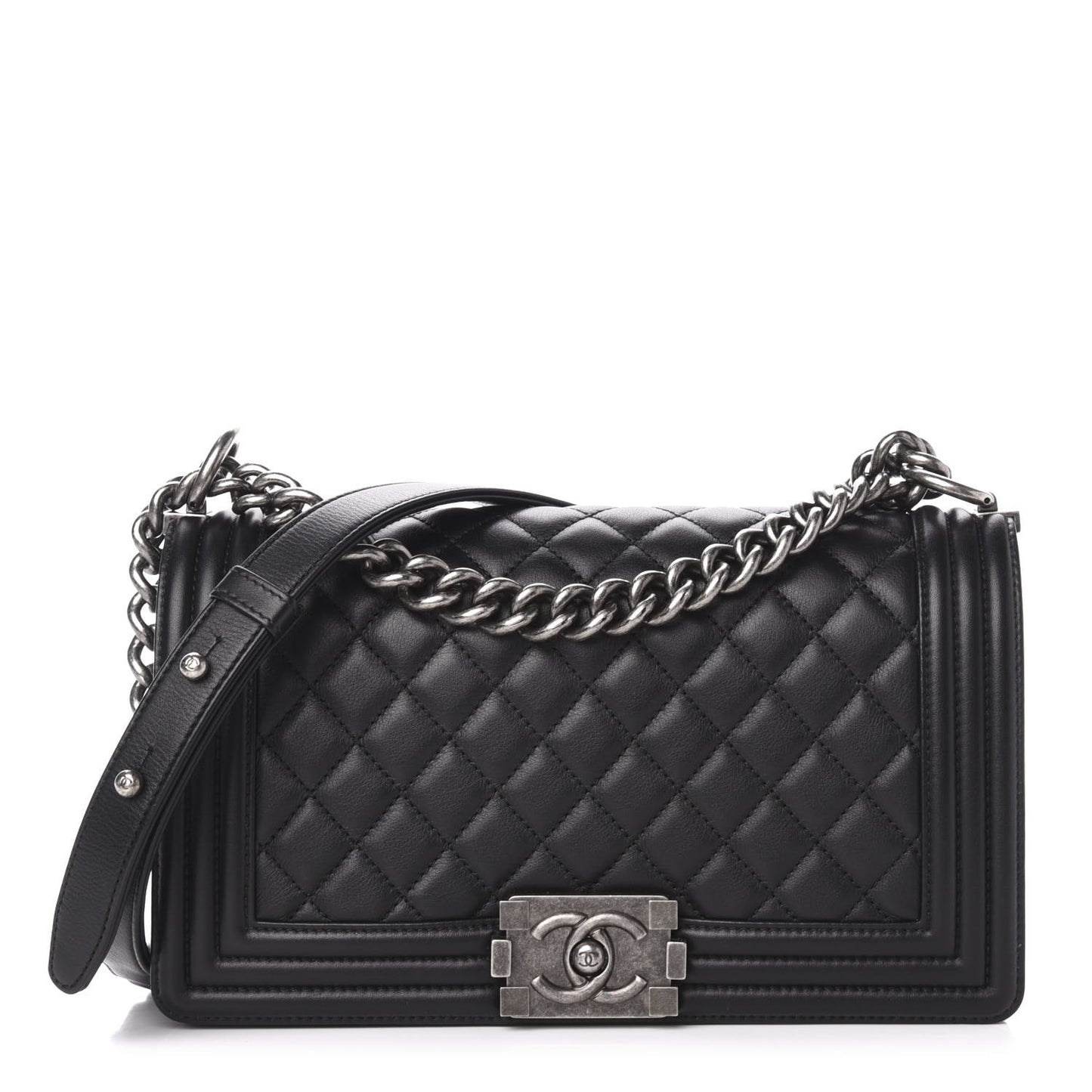 Calfskin Quilted Medium Boy Flap Black